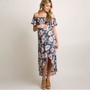 Pink Blush “Bump Friendly” Hi-low Floral Dress